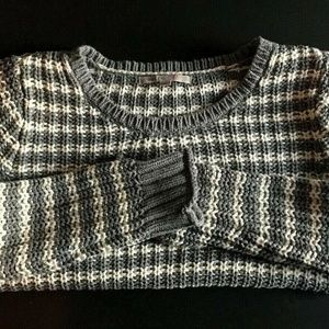 Gap Gray/White Striped Crew Neck Sweater Women's S
